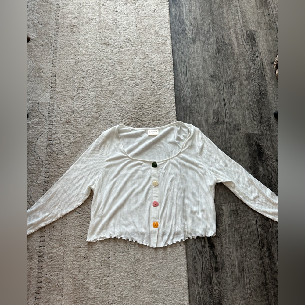White colorful button top